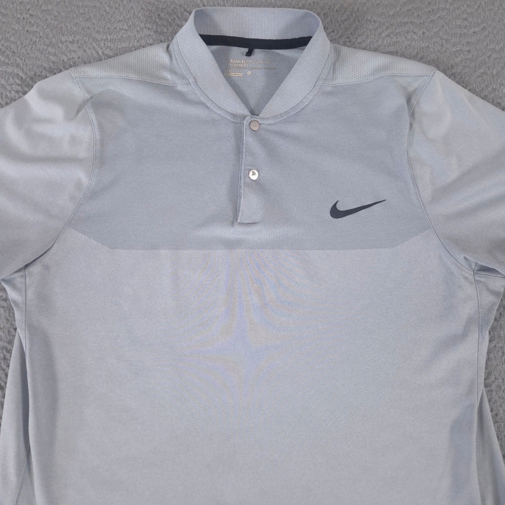 Nike Polo Shirt Mens Large Blue Modern Fit Polyester Dri-FIT Short Sleeve Golf